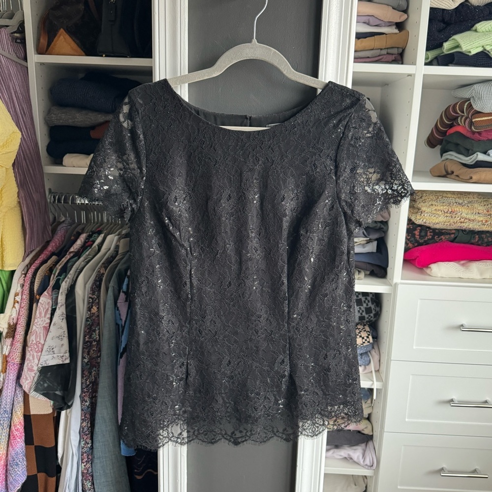 Velvet metallic lace blouse - size M